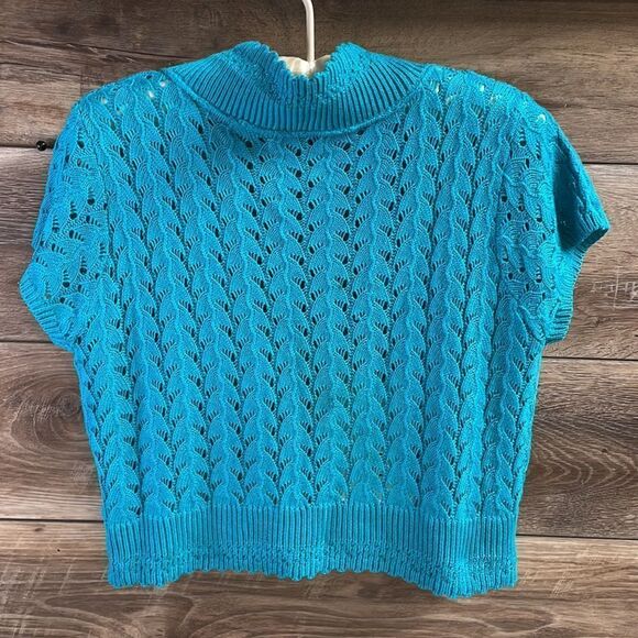 Kim Rogers Ladies Sweater Shrug, Open Front , Size Medium, Teal - Picture 6 of 6